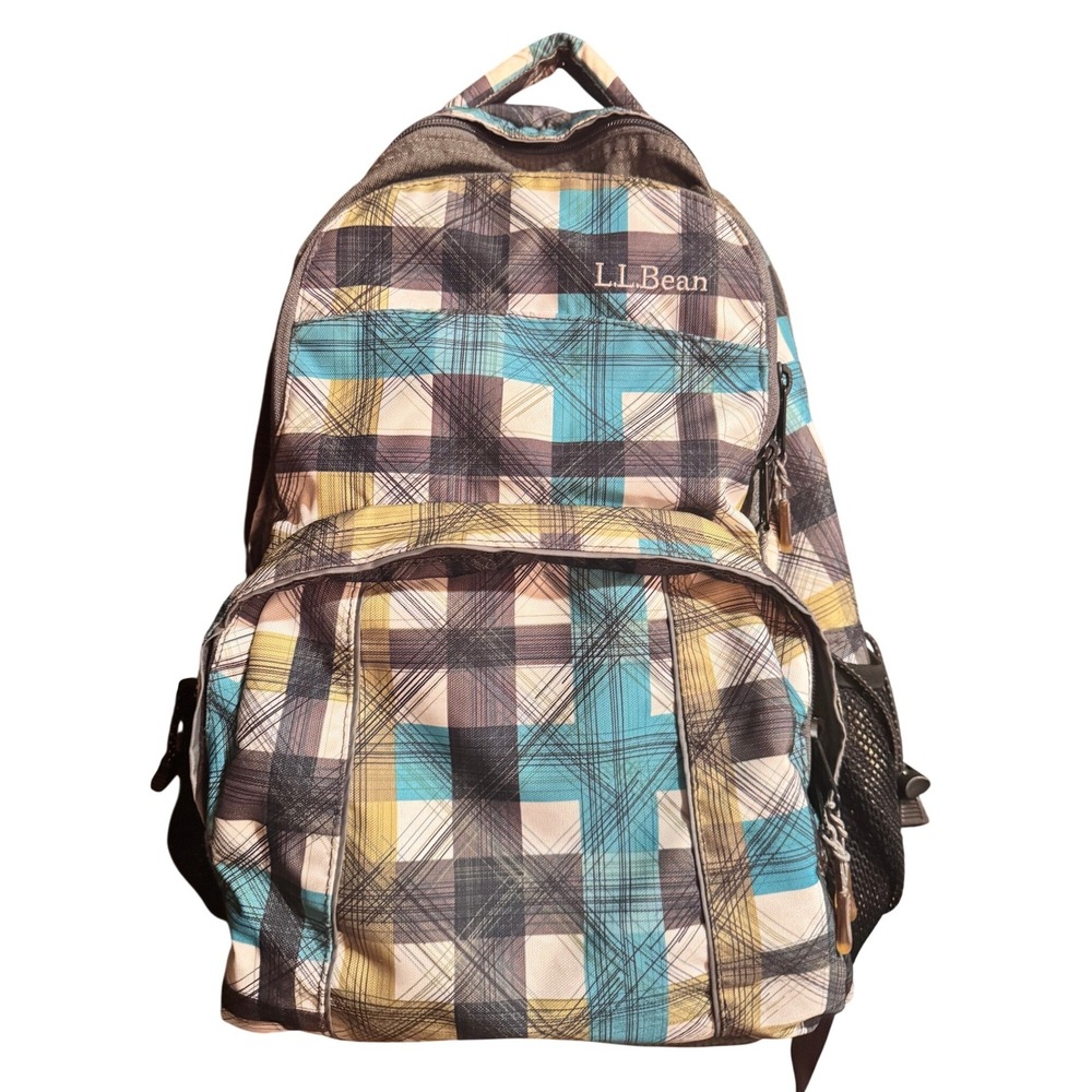 L.L.Bean Plaid‎ Backpack Multicolor Unisex School Travel Bag Durable Classic